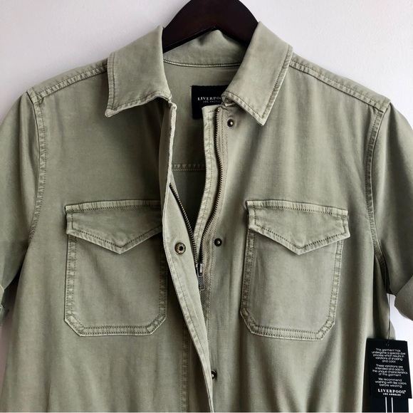 Liverpool Los Angeles Short Sleeve Cargo Jacket Sagebush Green Women Size S NWT - Picture 4 of 13